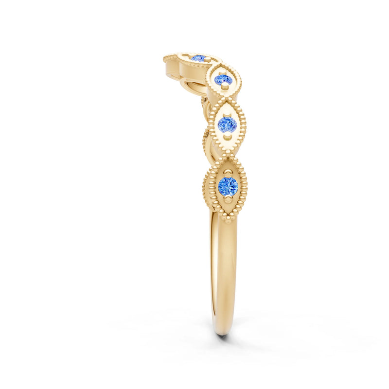 Round Gemstone Dainty Curve Band