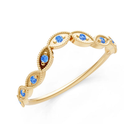 Round Gemstone Dainty Curve Band