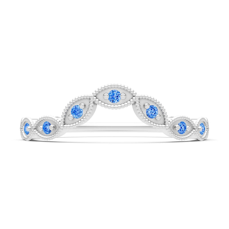 Round Gemstone Dainty Curve Band
