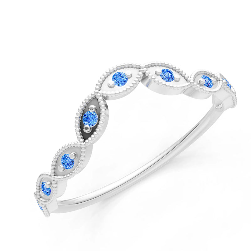 Round Gemstone Dainty Curve Band