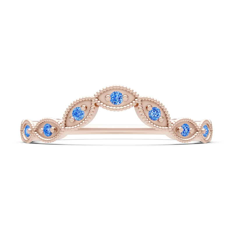 Round Gemstone Dainty Curve Band