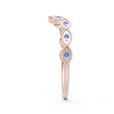 Round Gemstone Dainty Curve Band