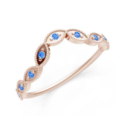 Round Gemstone Dainty Curve Band