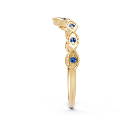Round Gemstone Dainty Curve Band