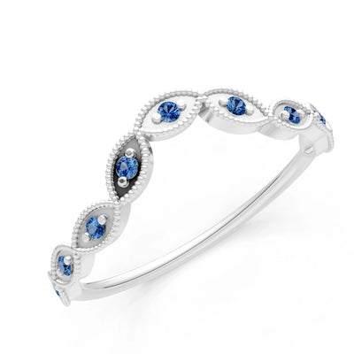 Round Gemstone Dainty Curve Band