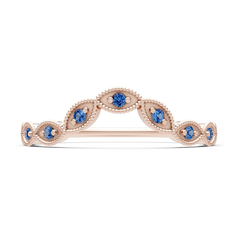 Round Gemstone Dainty Curve Band