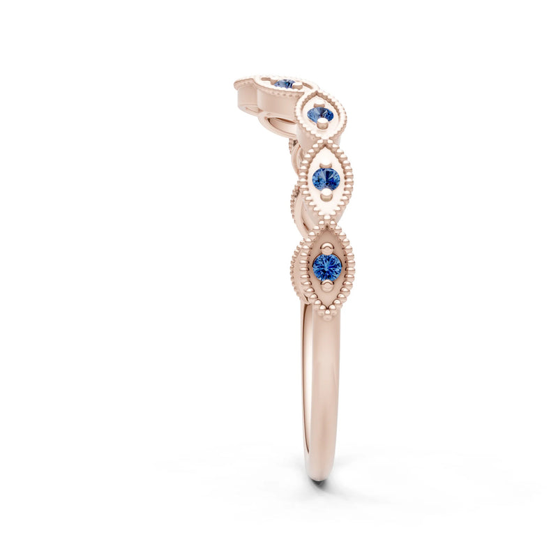 Round Gemstone Dainty Curve Band