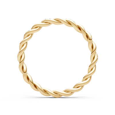 Round Gemstone Dainty Rope Twist Eternity Ring