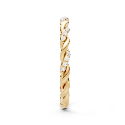 Round Gemstone Dainty Rope Twist Eternity Ring