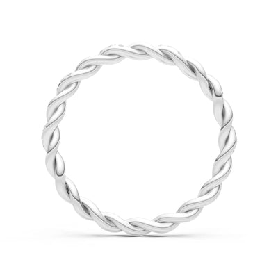 Round Gemstone Dainty Rope Twist Eternity Ring