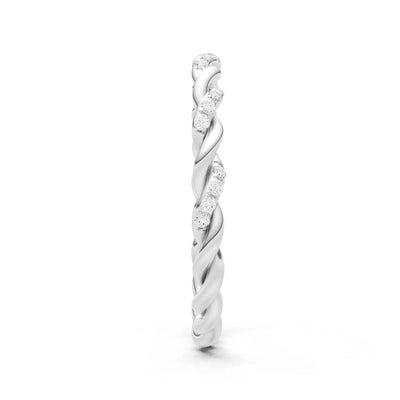 Round Gemstone Dainty Rope Twist Eternity Ring