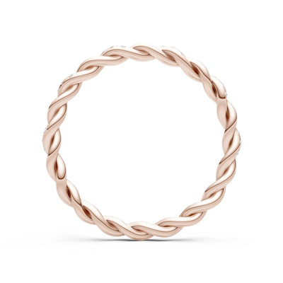Round Gemstone Dainty Rope Twist Eternity Ring