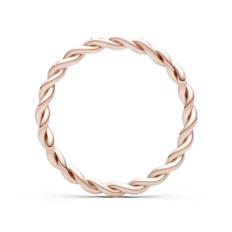 Round Gemstone Dainty Rope Twist Eternity Ring
