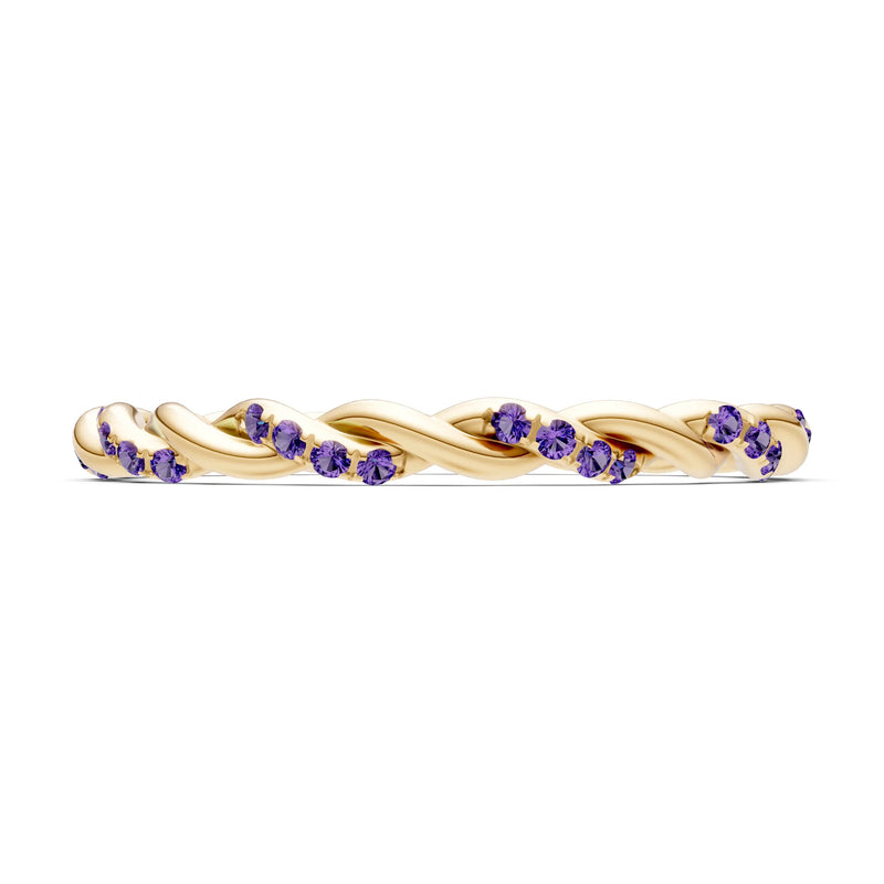 Round Gemstone Dainty Rope Twist Eternity Ring