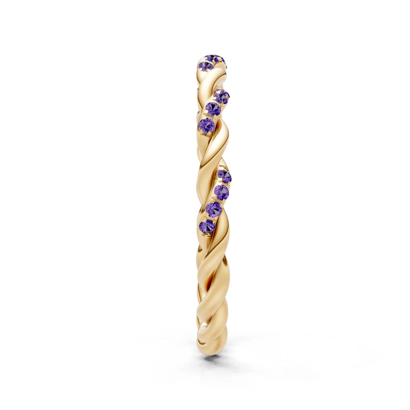 Amethyst Dainty Rope Round Cut Twist Eternity Ring
