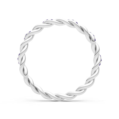 Round Gemstone Dainty Rope Twist Eternity Ring