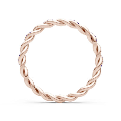 Round Gemstone Dainty Rope Twist Eternity Ring