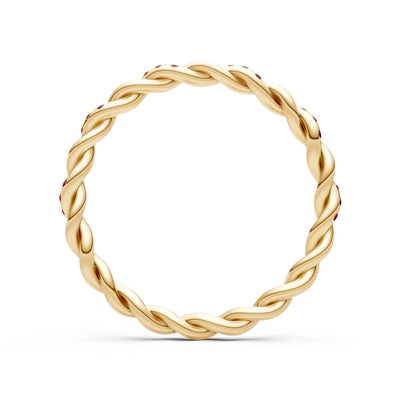 Round Gemstone Dainty Rope Twist Eternity Ring