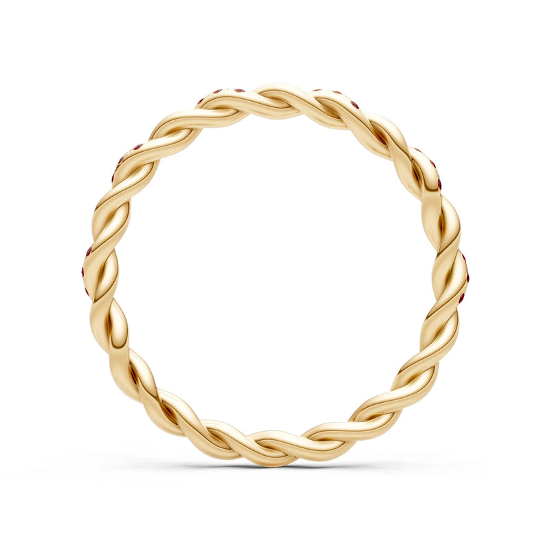 Round Gemstone Dainty Rope Twist Eternity Ring