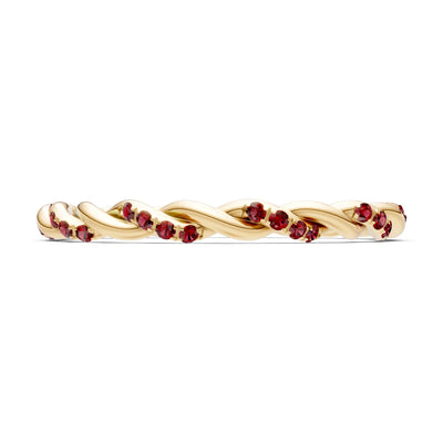 Round Gemstone Dainty Rope Twist Eternity Ring