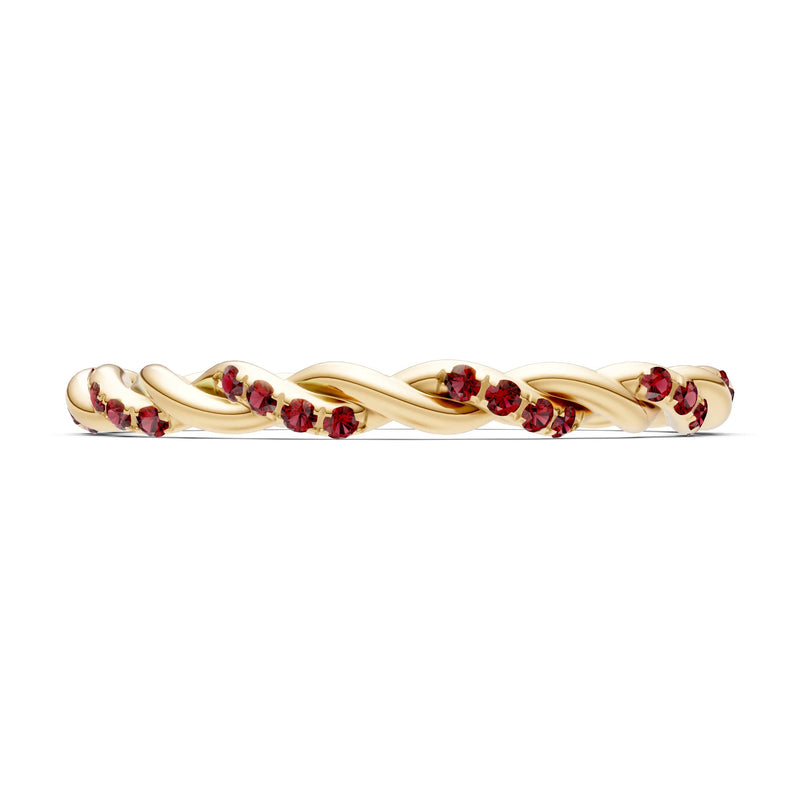 Round Gemstone Dainty Rope Twist Eternity Ring
