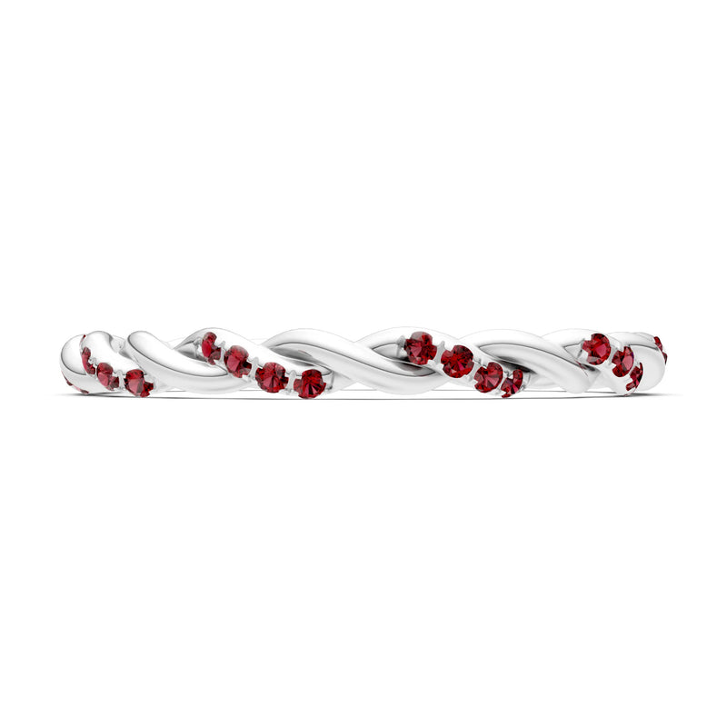 Round Gemstone Dainty Rope Twist Eternity Ring
