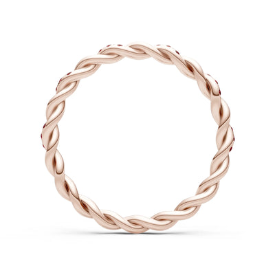 Round Gemstone Dainty Rope Twist Eternity Ring
