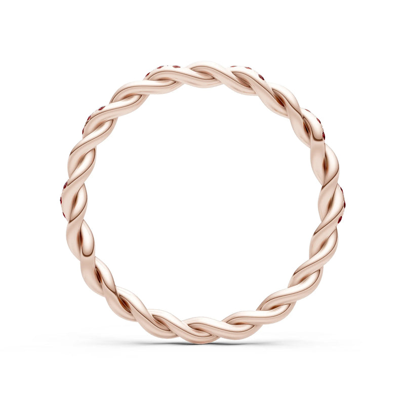 Round Gemstone Dainty Rope Twist Eternity Ring