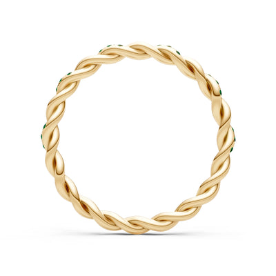Round Gemstone Dainty Rope Twist Eternity Ring