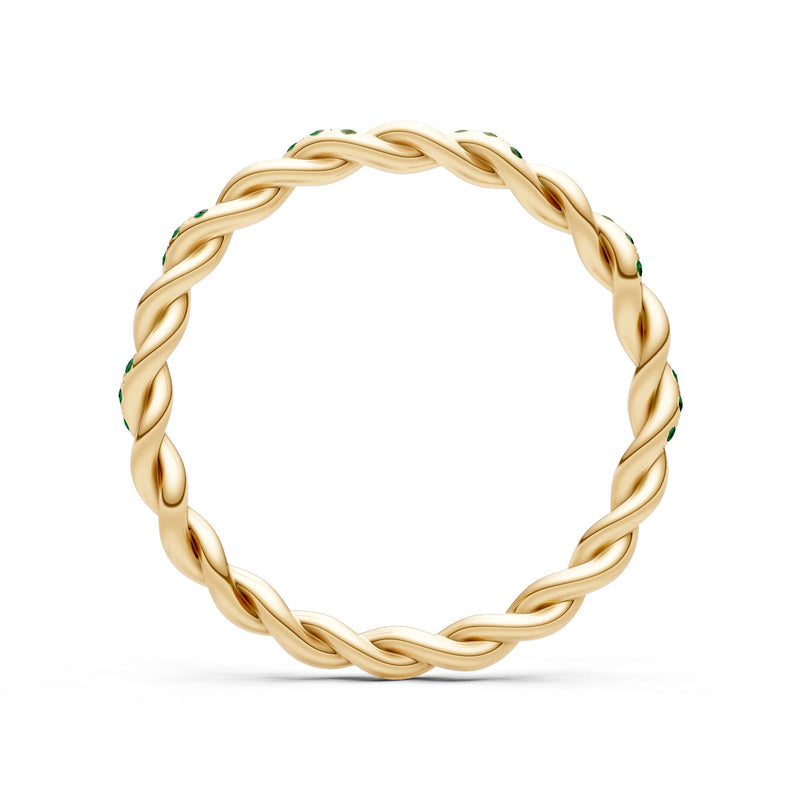 Round Gemstone Dainty Rope Twist Eternity Ring