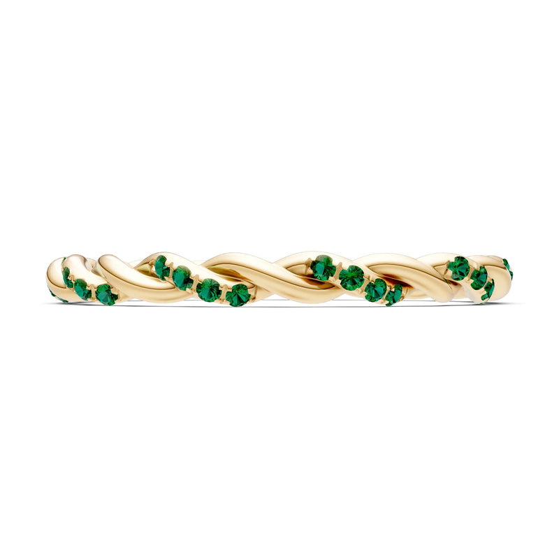 Round Gemstone Dainty Rope Twist Eternity Ring