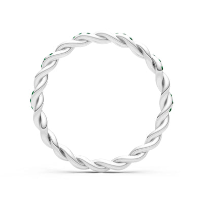 Round Gemstone Dainty Rope Twist Eternity Ring