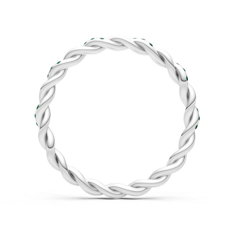 Round Gemstone Dainty Rope Twist Eternity Ring
