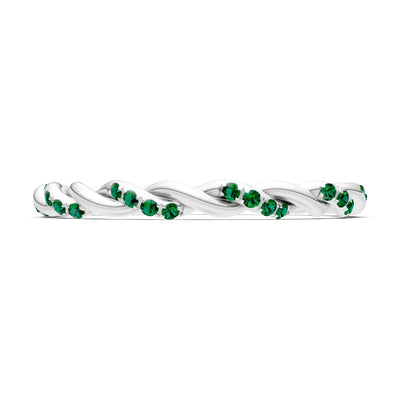 Round Gemstone Dainty Rope Twist Eternity Ring