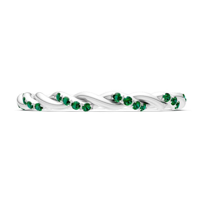 Round Gemstone Dainty Rope Twist Eternity Ring