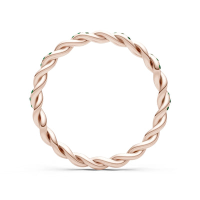 Round Gemstone Dainty Rope Twist Eternity Ring