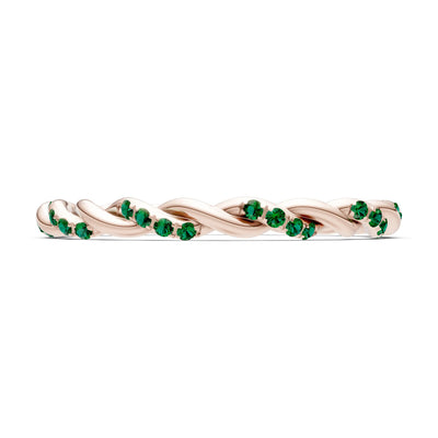 Round Gemstone Dainty Rope Twist Eternity Ring