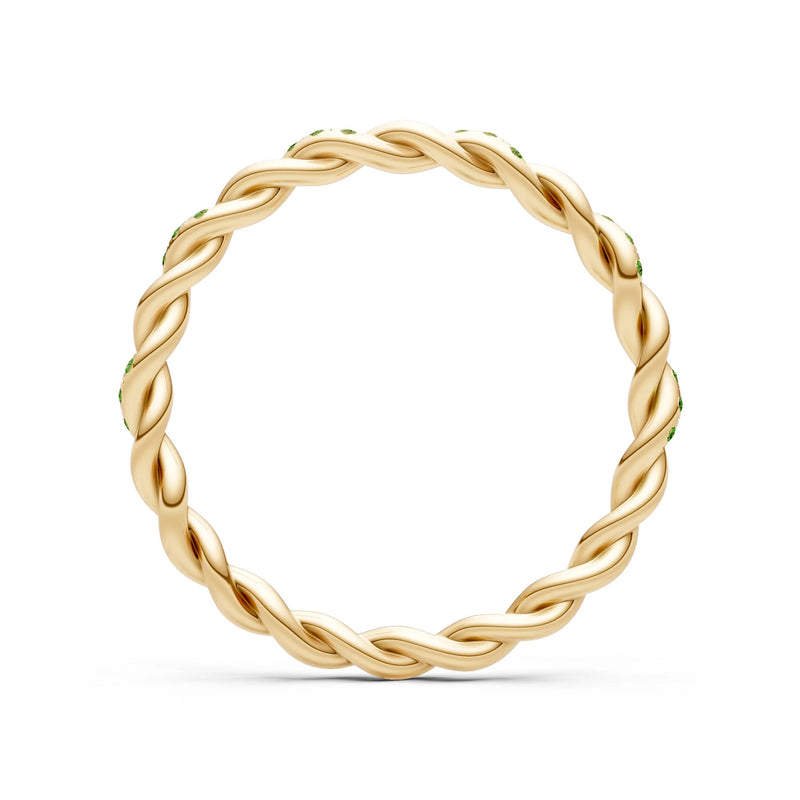 Round Gemstone Dainty Rope Twist Eternity Ring