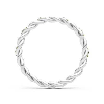 Round Gemstone Dainty Rope Twist Eternity Ring