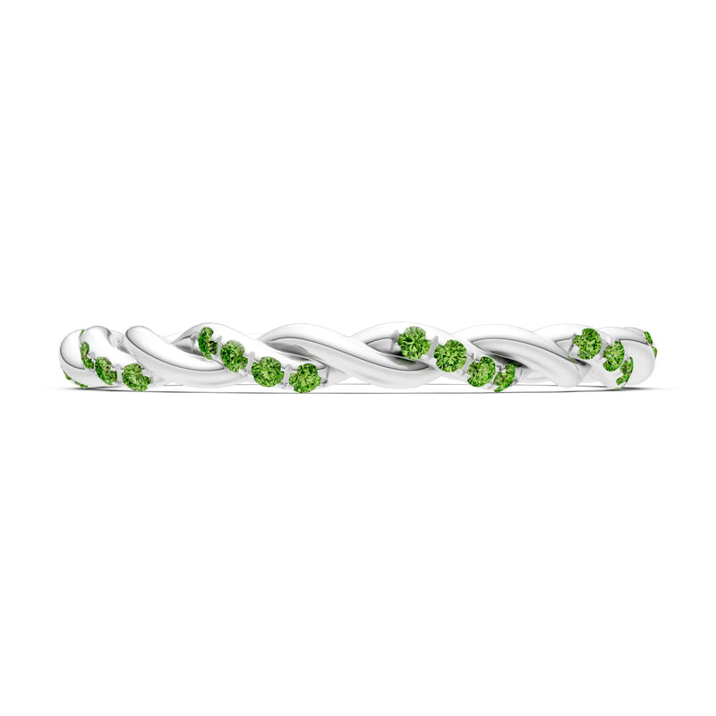 Peridot Dainty Rope Round Cut Twist Eternity Ring