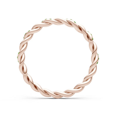 Round Gemstone Dainty Rope Twist Eternity Ring