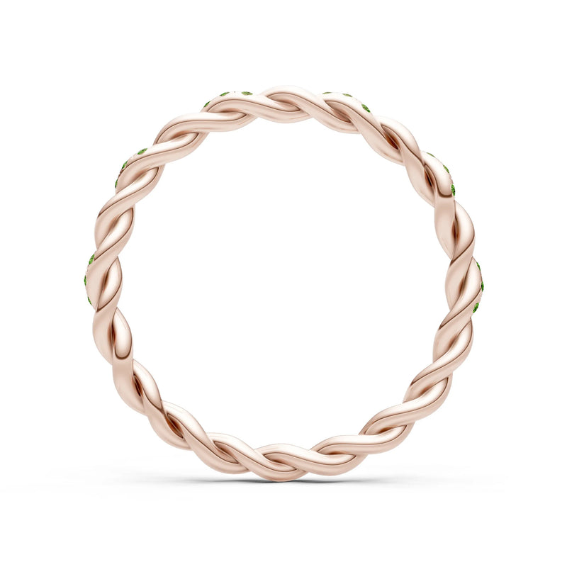 Round Gemstone Dainty Rope Twist Eternity Ring