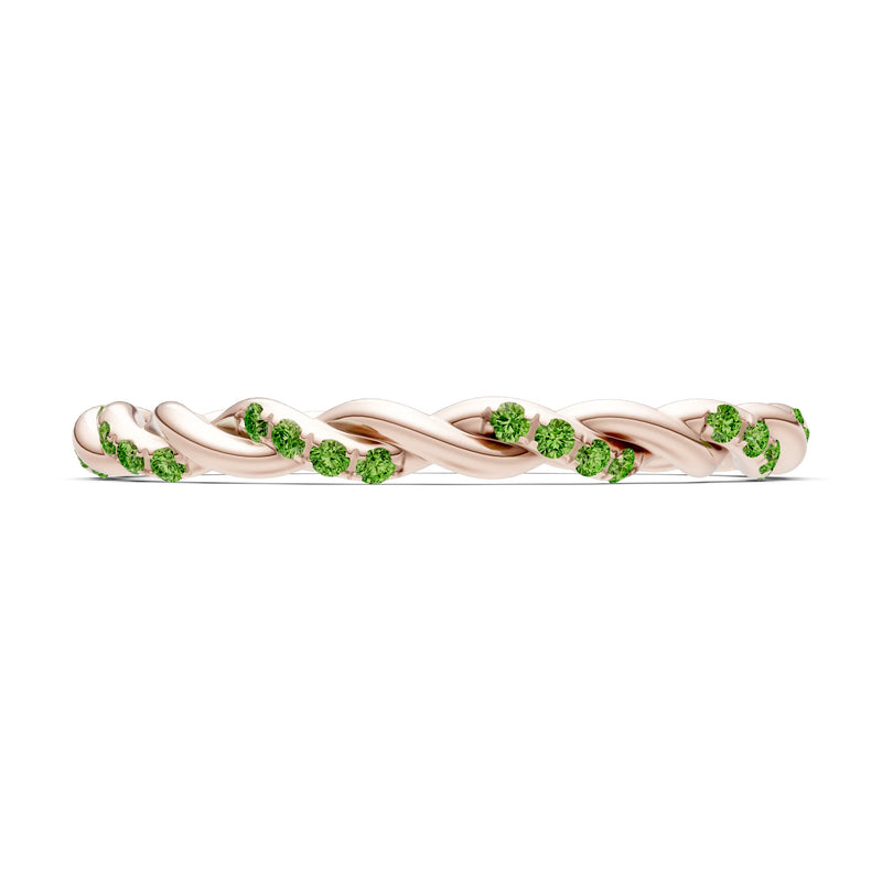 Round Gemstone Dainty Rope Twist Eternity Ring