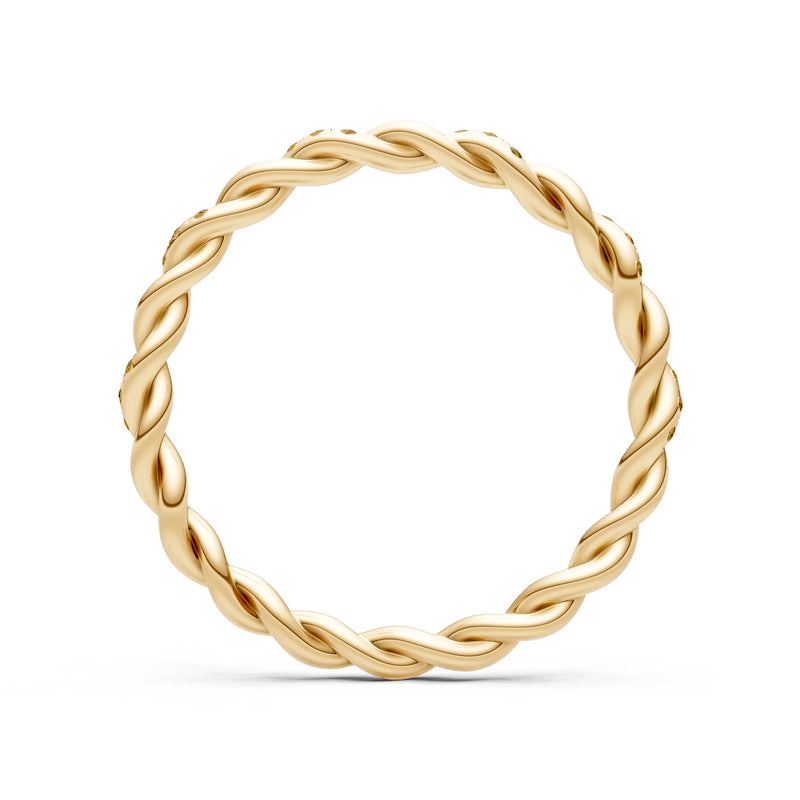 Round Gemstone Dainty Rope Twist Eternity Ring