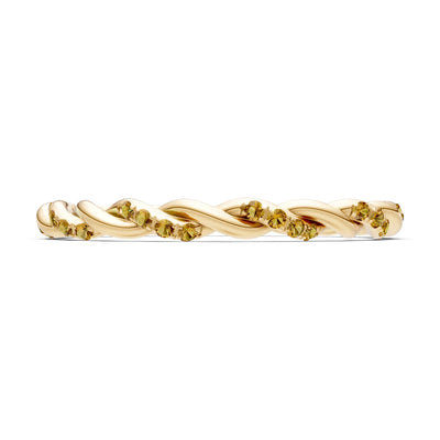 Round Gemstone Dainty Rope Twist Eternity Ring