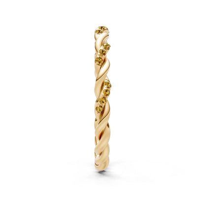 Citrine Dainty Rope Round Cut Twist Eternity Ring