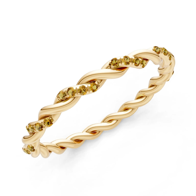 Round Gemstone Dainty Rope Twist Eternity Ring