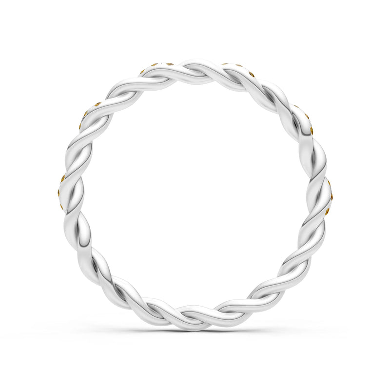 Round Gemstone Dainty Rope Twist Eternity Ring
