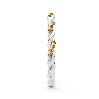 Citrine Dainty Rope Round Cut Twist Eternity Ring