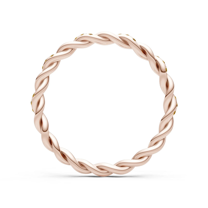 Round Gemstone Dainty Rope Twist Eternity Ring